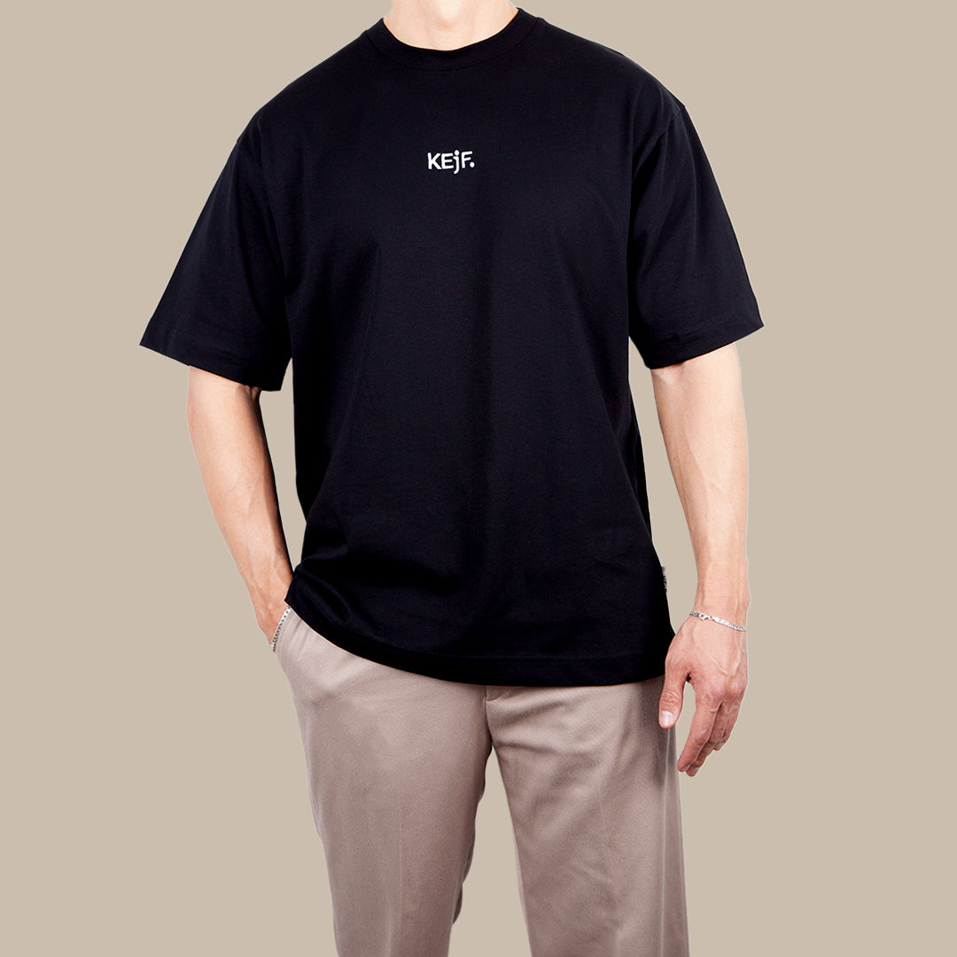 KEjF.Crewneck T-Shirt - Black | White